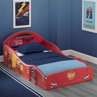 Giường ngủ cho bé KÈM ĐỆM họa tiết ngộ nghĩnh xanh mickey, đỏ ô tô, hồng công chúa - Giường Ngủ Cho Bé Có Lan Can