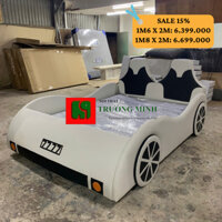 Giường ngủ cho bé trai hình ô tô bọc da cao cấp Trường Minh