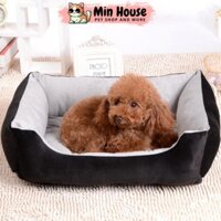 Giường ngủ cho thú cưng lót lông hình chữ nhật- nệm ngủ chó mèo ấm áp