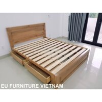 Giường ngủ có 2 ngăn kéo gỗ sồi Mỹ 1m6x2m