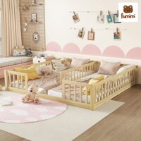 Giường ngủ đôi trẻ em có rào chắn bệt sát sàn giường đôi Lucki