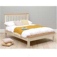 Giường ngủ đơn Julian 1m2 x 2m gỗ tự nhiên màu trắng viền sồi