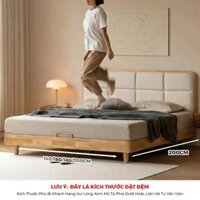 Giường Ngủ Gỗ Cao Su Moji Phong Cách Japandi, Đầu Giường Bọc Da Êm Ái - Mã GM112