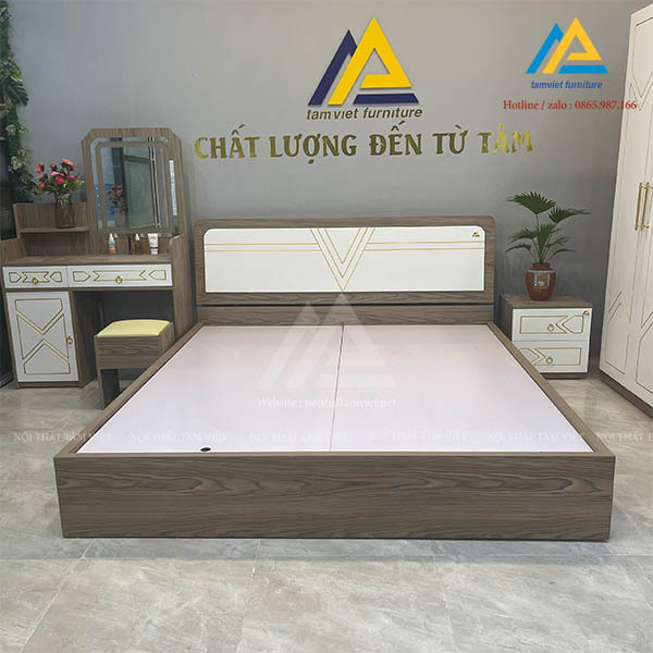 Giường ngủ gỗ có ngăn kéo rộng 1m4 GCN16