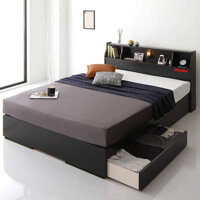Giường ngủ gỗ Công Nghiệp Cao Cấp OHAHA chuẩn Nhật - Black Bed - 2mx2m2