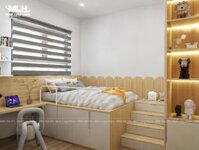 Giường ngủ gỗ công nghiệp kết hợp bàn học GNC03