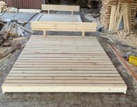 Giường ngủ gỗ CT03 Tundo màu vàng nhạt  - 1m6 x 2m