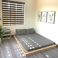 Giường ngủ gỗ CT09 Tundo màu vàng nhạt  - 1m2 x 2m