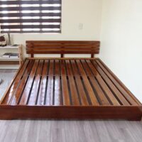 Giường ngủ gỗ CT12 Tundo màu vàng nâu - 2m2 x 2m