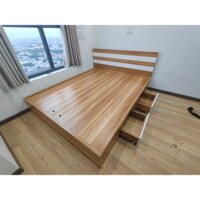 GIƯỜNG NGỦ GỖ MDF 2 HỘC KÉO GIÁ RẺ - ẢNH THỰC TẾ