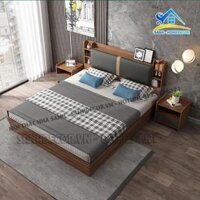 Giường ngủ gỗ MFC An Cường phong cách Bắc Âu 200x60x200 cm, giường ngủ bọc nệm SG36 hiện đại chọn màu