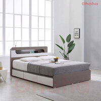 Giường Ngủ Gỗ OHAHA Cao Cấp OH012 - Kèm Đèn LED - Xám ChìTrắng - 1m2 x 2m