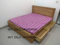 Giường ngủ gỗ sồi có 2 ngăn kéo