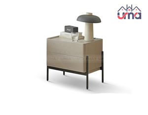 Giường ngủ gỗ sồi đầu cong có 2 ngăn kéo