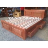 Giường ngủ gỗ sồi nga ngang 1m6 2 hộc kéo