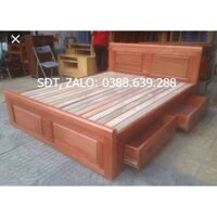 Giường ngủ gỗ sồi nga ngang 1m6 2 hộc kéo