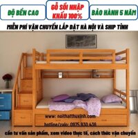 Giường ngủ hai  tầng, giường 3 tầng cho trẻ em người lớn bằng gỗ sồi chắc chắn