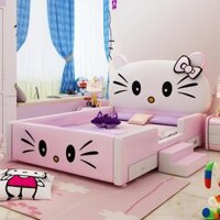 Giường ngủ hello kitty bé gái có cầu thang mini GTE118