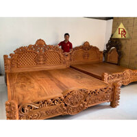 GIƯỜNG NGỦ HOA HỒNG GỖ GÕ ĐỎ 2022 (2Mx2M2)