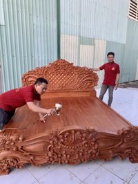 GIƯỜNG NGỦ HOA HỒNG GỖ GÕ ĐỎ 2023 (2Mx2M2)