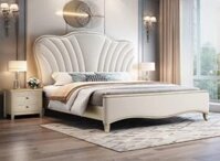 Giường Ngủ Hoàng Gia Cánh Quạt Màu Kem Sang Trọng Tinh Tế – GNVP53