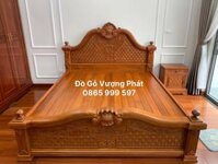 Giường Ngủ Hoàng Gia Hoa Lá Tây gỗ Gõ Đỏ pachy hàng Cao Cấp Loại 1