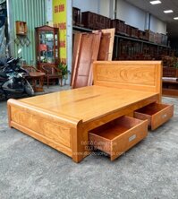 Giường Ngủ Ngăn Kéo Gỗ Gõ Đỏ Phản Liền Hiện Đại