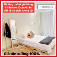 GIƯỜNG NGỦ PALLET GỖ THÔNG 4 TẤM GHÉP LẠI ĐỦ CÁC KÍCH CỠ