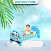 Giường nhựa cho bé hoạ tiết dễ thương, giường ngủ trẻ em kèm đệm kích thước 142*78*61 (D*R*C) BabyLux Store