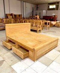 Giường Ô Kéo Gỗ Gõ Đỏ Phản Liền Mẫu Đơn Giản ( Đặt Hàng )