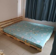 Giường Pallet Có Đầu Giường 1m8 x 2m Decor Phòng Ngủ Gỗ Thông Mới