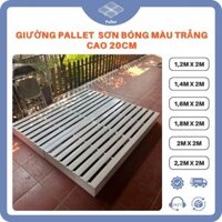 Giường Pallet Gỗ Quế Sơn Bóng Màu Trắng 1 Mặt Chống Ẩm Cao Cấp Chân Cao 20cm Bảo Hành 18 Tháng
