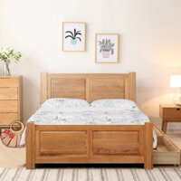 Giường Panel 2HK - 1m6 : Giường Gỗ Sồi 2 Ngăn Kéo