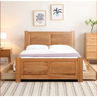 Giường Panel 4HK - 1m8 : Giường Gỗ Sồi 4 Ngăn Kéo