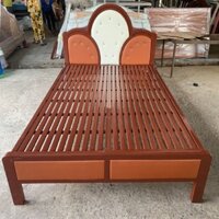 Giường sắt 1 4m kiểu gỗ bằng sắt hộp vuông lắp ráp đơn giản giá rẻ HCM - Giường sắt 1m4