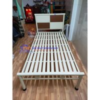 Giường sắt 1m2 x 2m thiết kế ô vuông Minh Quân, Màu kem