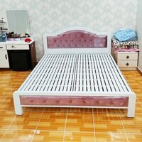Giường sắt 1m4 x 2m và 1m4 x 1m8 khung sắt hộp bọc nệm giá rẻ TPHCM - Giường sắt 1m4
