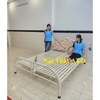 Giường sắt 1m6, 1m8 sơn tĩnh điện sắt dày 5 jem, 3 người nằm thoải mái, Màu xanh, màu kem có sẵn