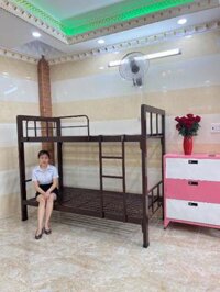 Giường sắt 2 tầng hộp cao cấp siêu khỏe rộng 1m2 dài 2m màu đen