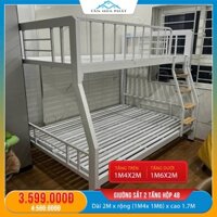 Giường sắt 2 tầng hộp sắt 4x8 trên 1m4 dưới 1m6 Tân Hòa Phát