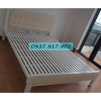 Giường sắt đẹp, giường sắt hộp vuông 1m4x2m, giường sắt 1m4