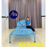 Giường sắt đơn giản màu xanh dương 1m2x2m, tháo lắp dễ dàng, giao nhanh trong 2h