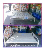 Giường sắt giá rẻ 1m8 x 2m màu xanh