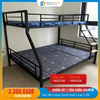 Giường sắt hai tầng giá cực sốc kích thước Trên 1m2 dưới 1m4 Sắt 4x4 sơn tĩnh điện không rỉ màu đen - Đại Thành