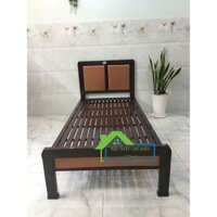Giường sắt hộp kiểu gỗ 1m x 2m
