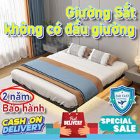 Giường sắt hộp vuông 1m6 x 2m màu trắng đen, mẫu hiện đại, bền