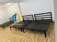 Giường sắt hộp vuông 1m6x2m thanh ngang màu đen