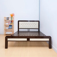 Giường sắt kiểu gỗ cao cấp mẫu mới màu trắng đen sơn bền đẹp không rỉ sét kích thước từ 1m8 x 2m - Nội Thất Đại Thành