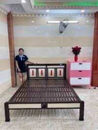 Giường sắt kiểu gỗ Đại Thành rộng 1m6 dài 2m