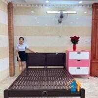 Giường sắt kiểu gỗ Đại Thành 1m6x2m